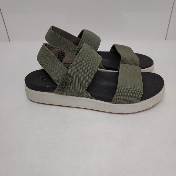 KEEN Elle Backstrap Sandal Women's 7.5 Green Gray Platform Wedge Stretch Straps - Picture 4 of 13